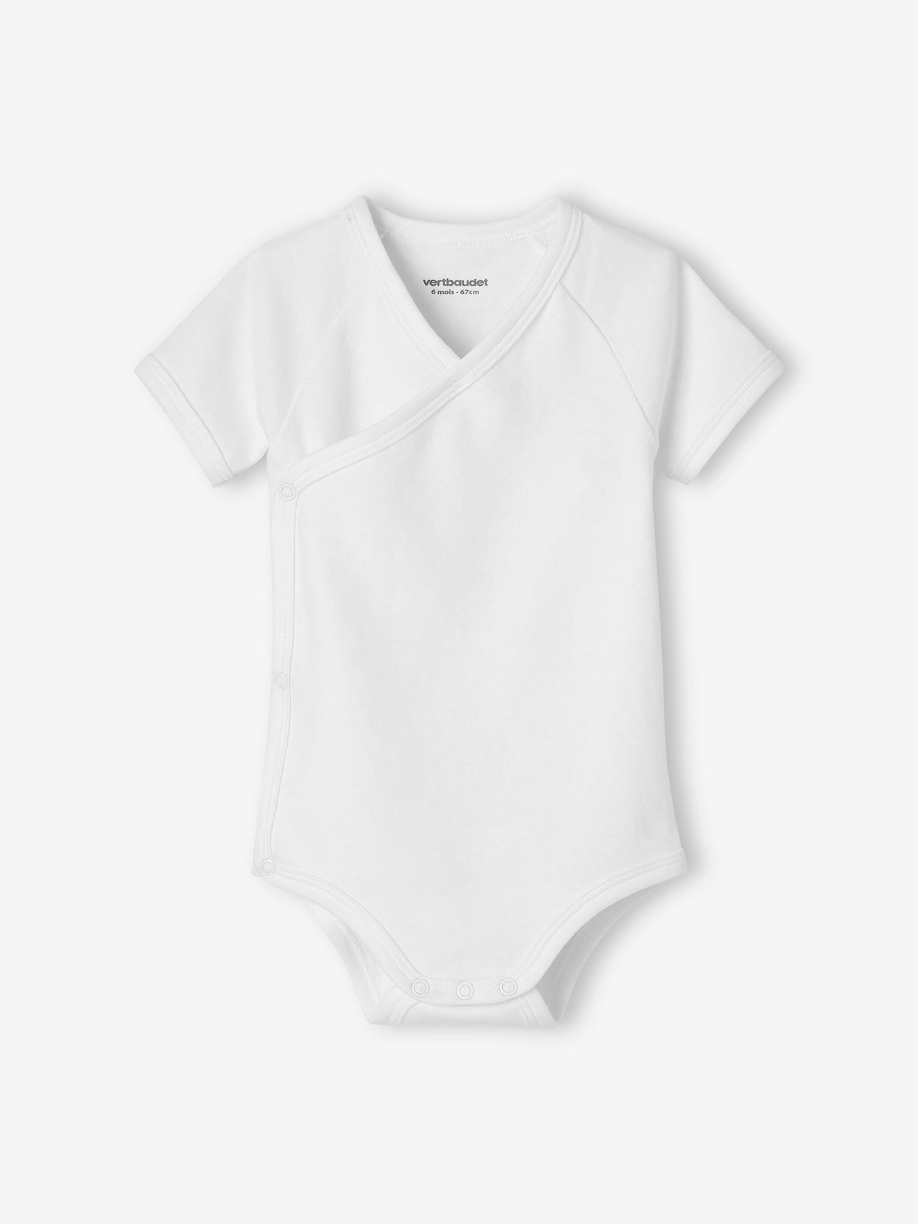 Lot de 5 bodies manches courtes bébé ouverture naissance BASICS lot ivoire (Vertbaudet) - Image 2