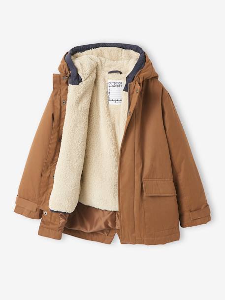 Parka garçon 3 en 1 blouson amovible kaki+lichen+Marine grisé+noix de pécan 46 - vertbaudet enfant 