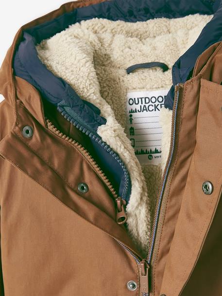 Parka garçon 3 en 1 blouson amovible kaki+lichen+Marine grisé+noix de pécan 49 - vertbaudet enfant 
