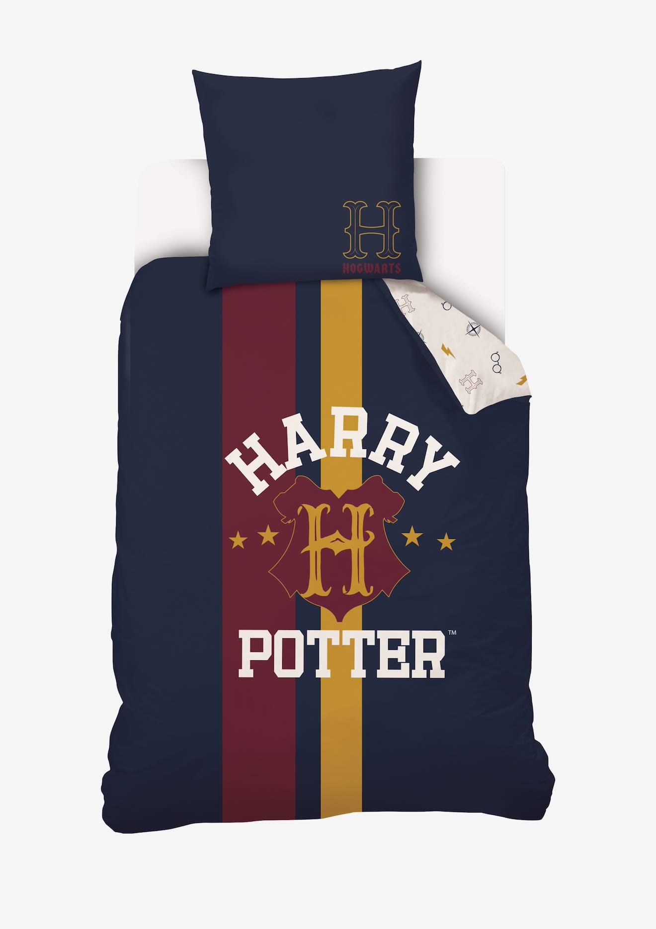 Parure housse de couette + taie d'oreiller enfant Harry Potter® bleu fonce imprime