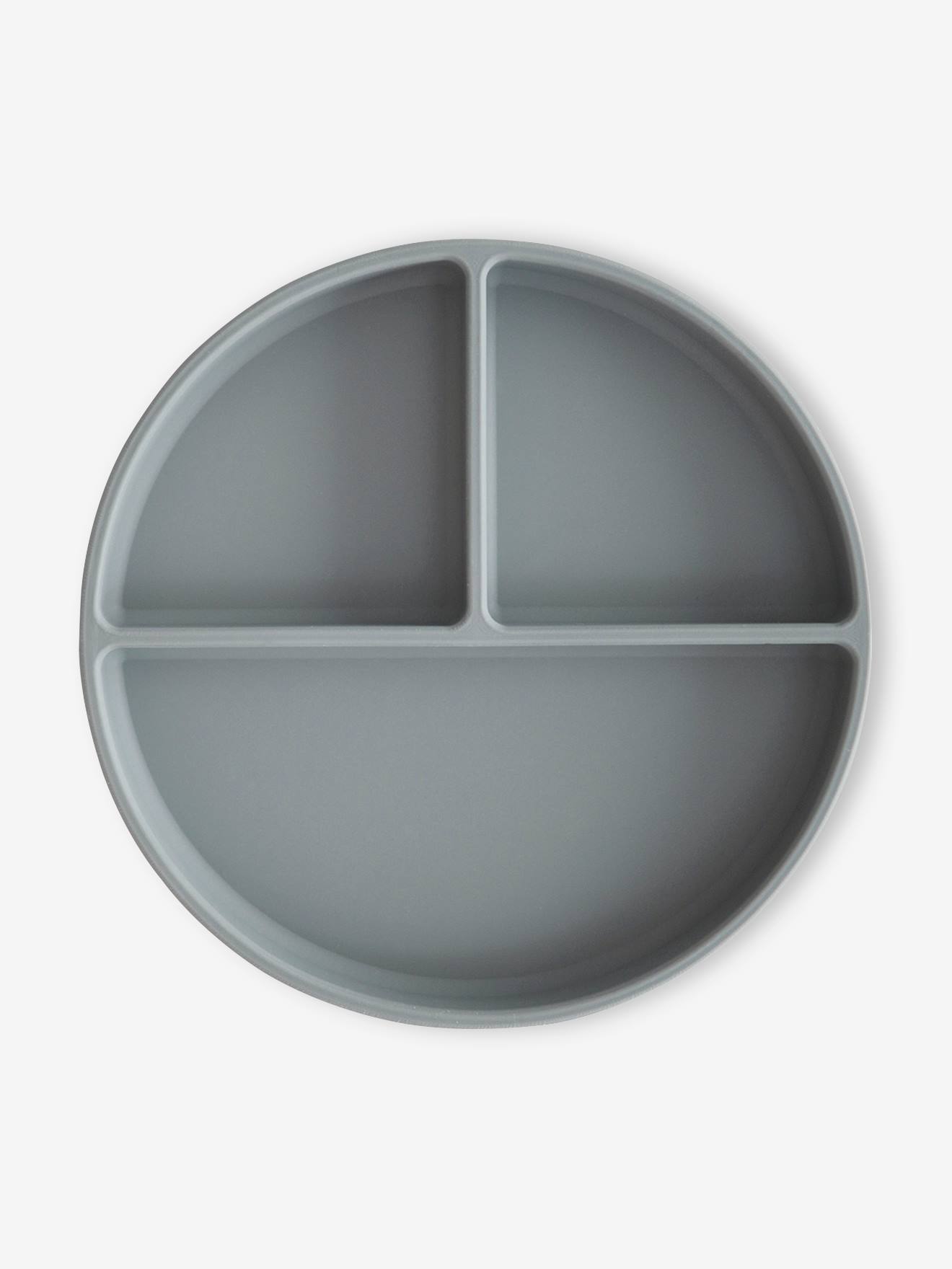 Assiette compartimentée MUSHIE en silicone gris