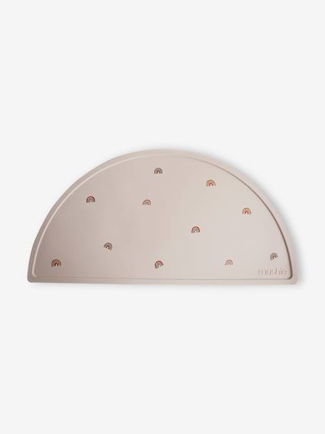 Mushie - Set de table en silicone beige/arc en ciel