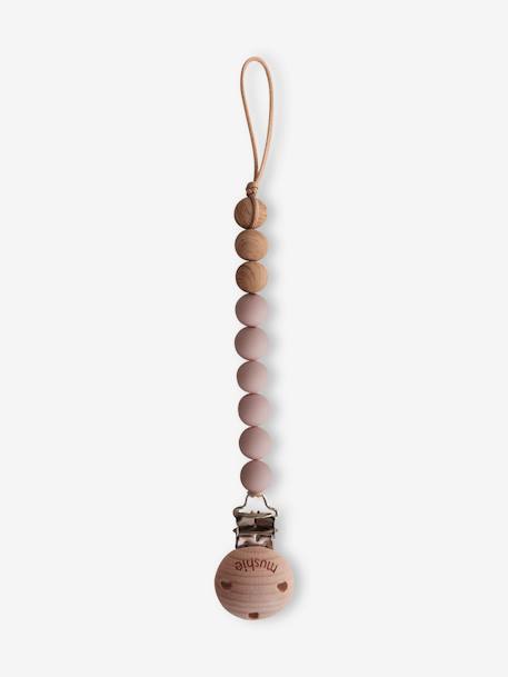 Mushie - Cordon attache-sucette Eva en silicone rose blush