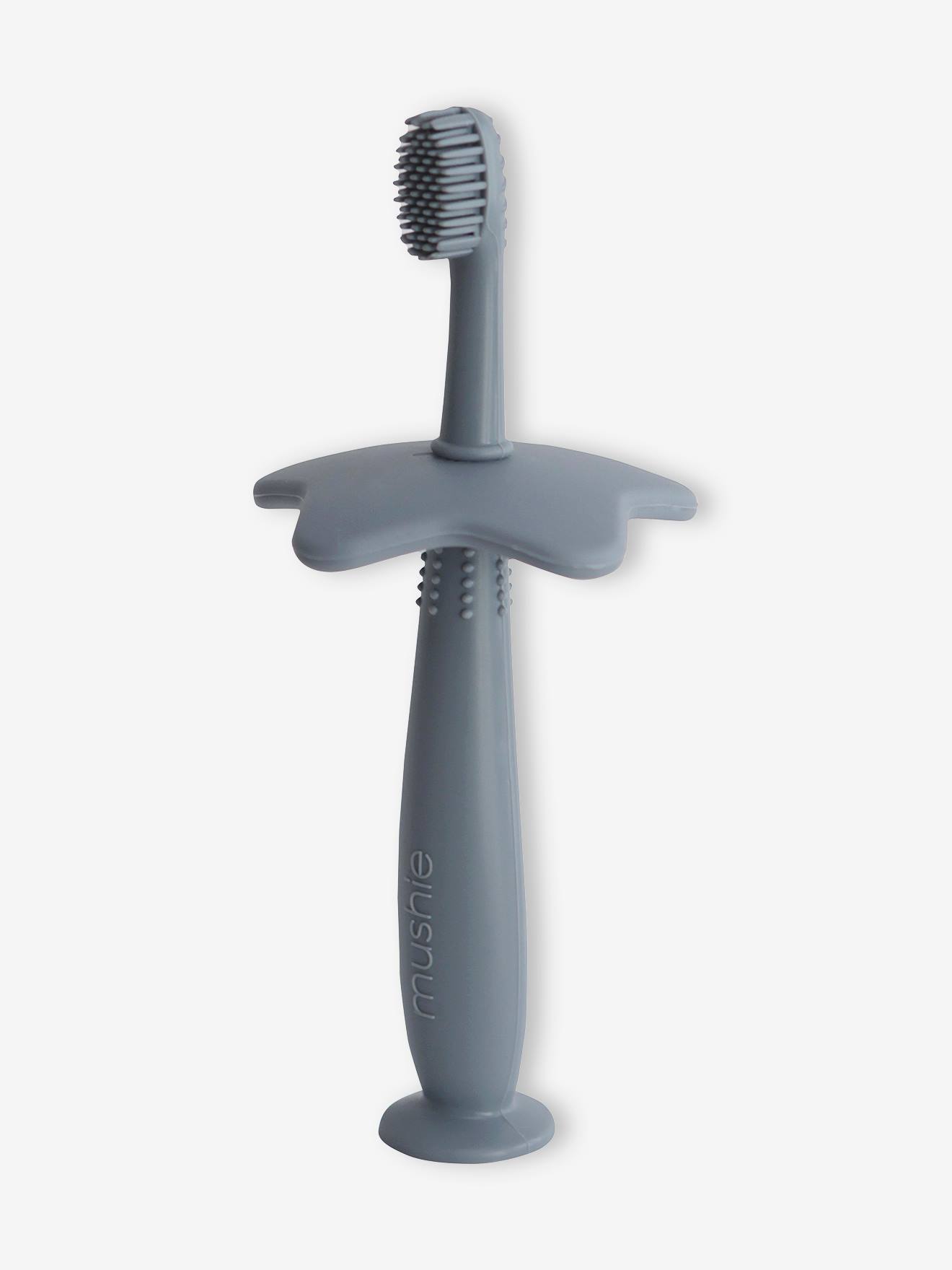 Brosse à dents d'apprentissage en silicone gris (Mushie) - Image 1