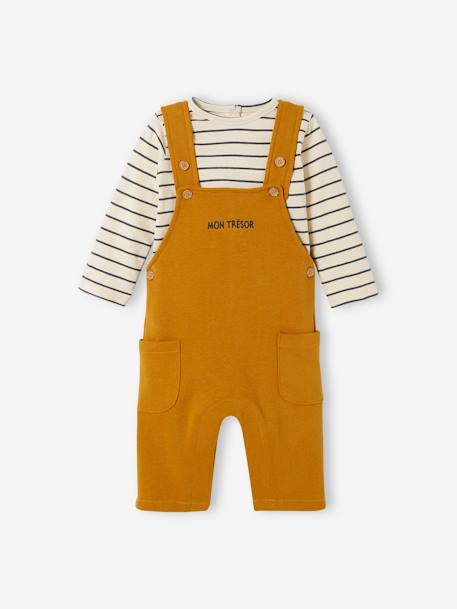 Ensemble bébé T-shirt et salopette en molleton personnalisable caramel+gris chiné 5 - vertbaudet enfant 