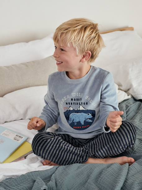 Lot de 2 pyjamas garçon velours nature LOT BLEU ET GRIS 2 - vertbaudet enfant 