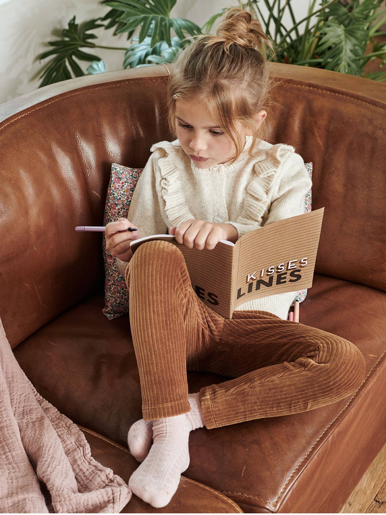 Legging velours fille camel