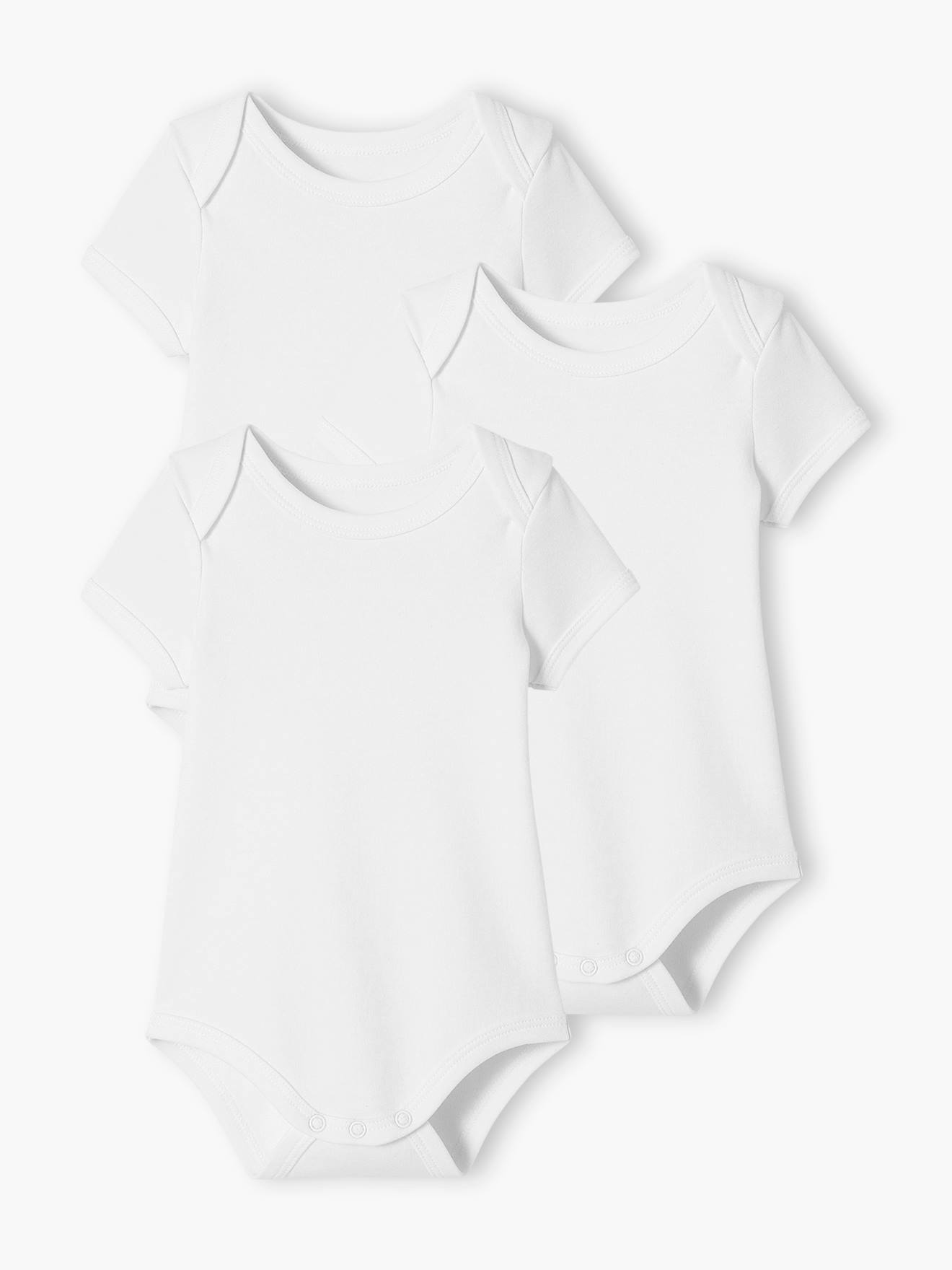 Lot de 3 bodies Bio Collection manches courtes emmanchure US lot blanc
