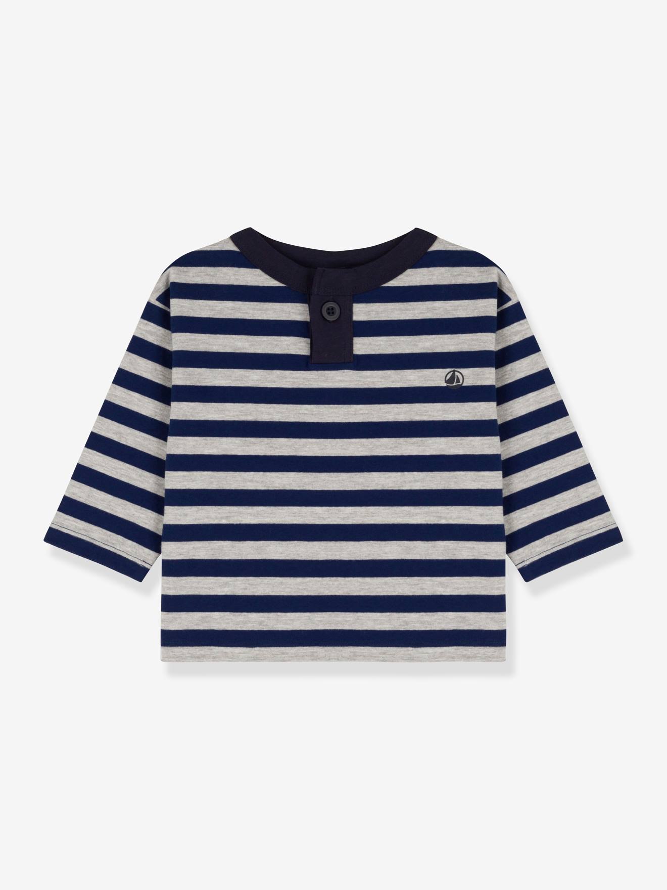 Tee-shirt manches longues bébé en coton - bleu
