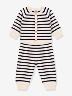 Ensemble 2 pièces bébé en tricot rayé laine et coton PETIT BATEAU  - vertbaudet enfant