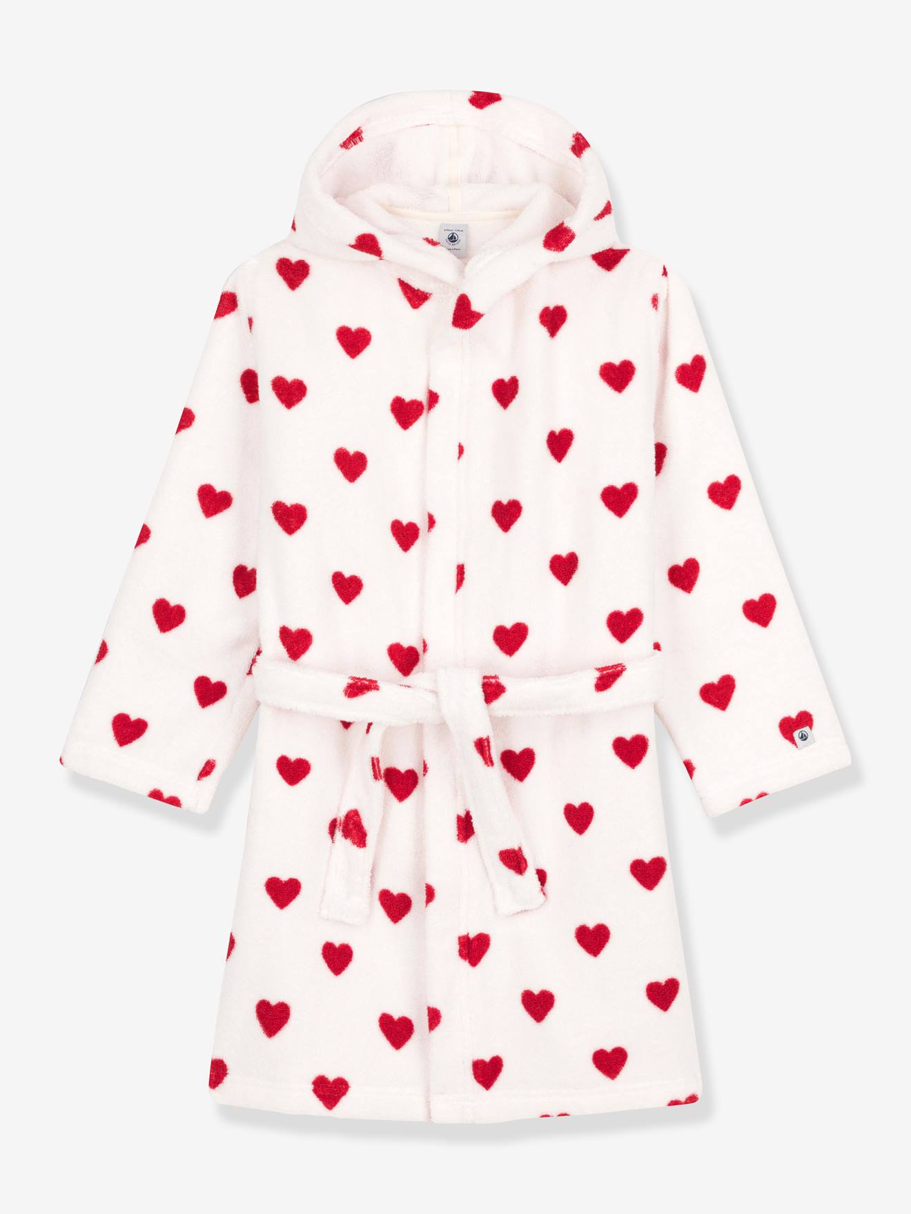 Peignoir enfant coeurs en éponge PETIT BATEAU blanc