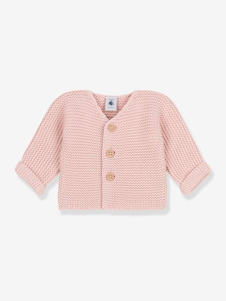 Bébé-Pull, gilet, sweat-Cardigan bébé tricot point mousse en coton bio PETIT BATEAU