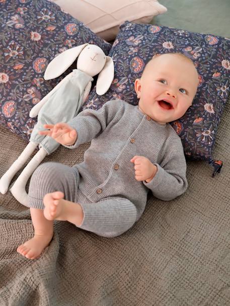 Vertbaudet - Ensemble bébé mixte gilet pantalon en tricot gris clair chiné
