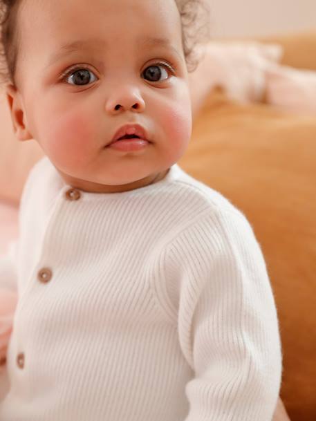 Ensemble mixte en tricot gilet et pantalon bébé blanc+gris ardoise+gris clair chiné 8 - vertbaudet enfant 