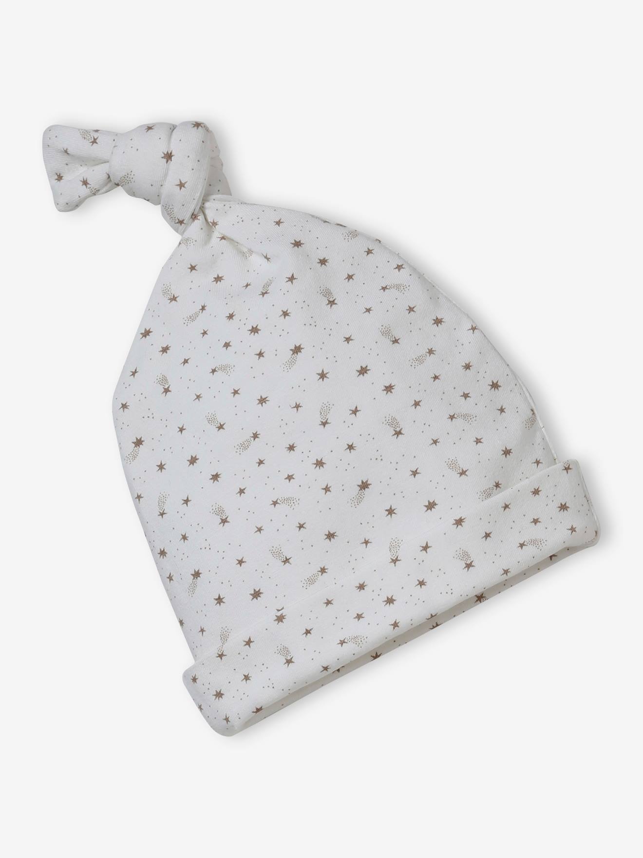 Ensemble bonnet + moufles + foulard + sac bébé fille imprimé personnalisable écru (Vertbaudet) - Image 2