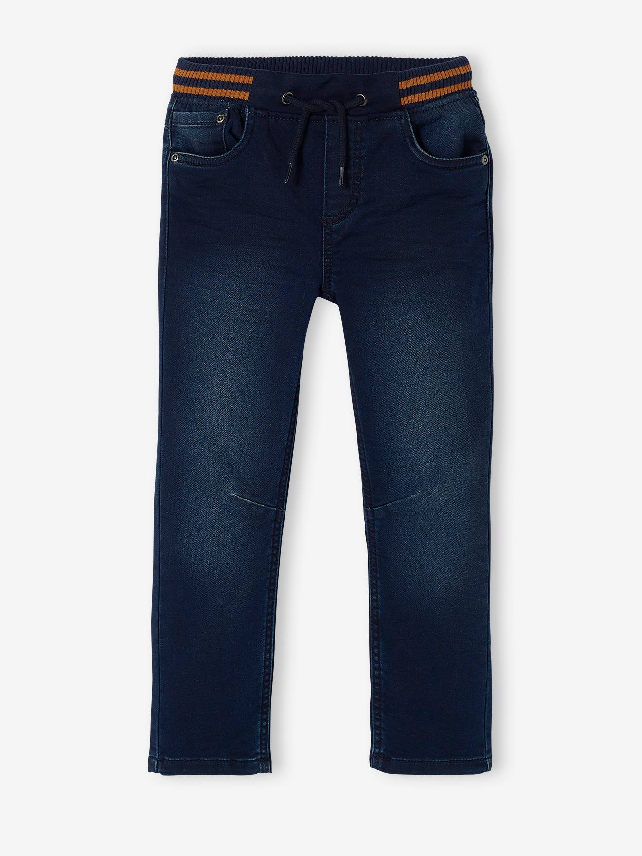 Jean garon droit facile enfiler denim effet molleton brut fonce 20 €