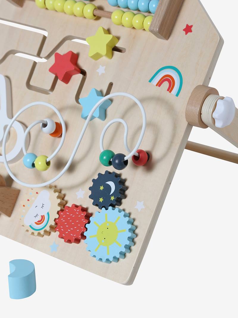 Planche D'Activités Vertbaudet Bois Multicolore - Jeux Éveil Boulier Labyrinthe