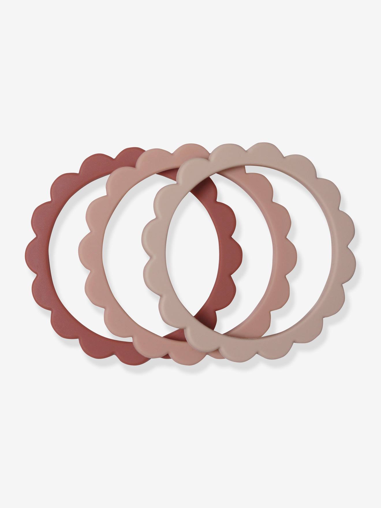 Lot de 3 bracelets de dentition Fleur - MUSHIE rose
