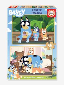 Idées cadeaux bébés et enfants-2 Super Puzzles 16 pièces bois - Bluey - EDUCA