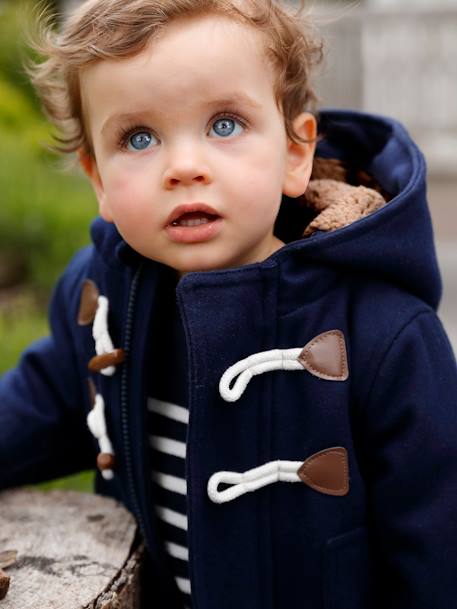 Vertbaudet - Manteau duffle-coat bébé avec capuche encre