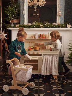 Idées cadeaux bébés et enfants-Cuisinette équipée avec rideau - en bois FSC®