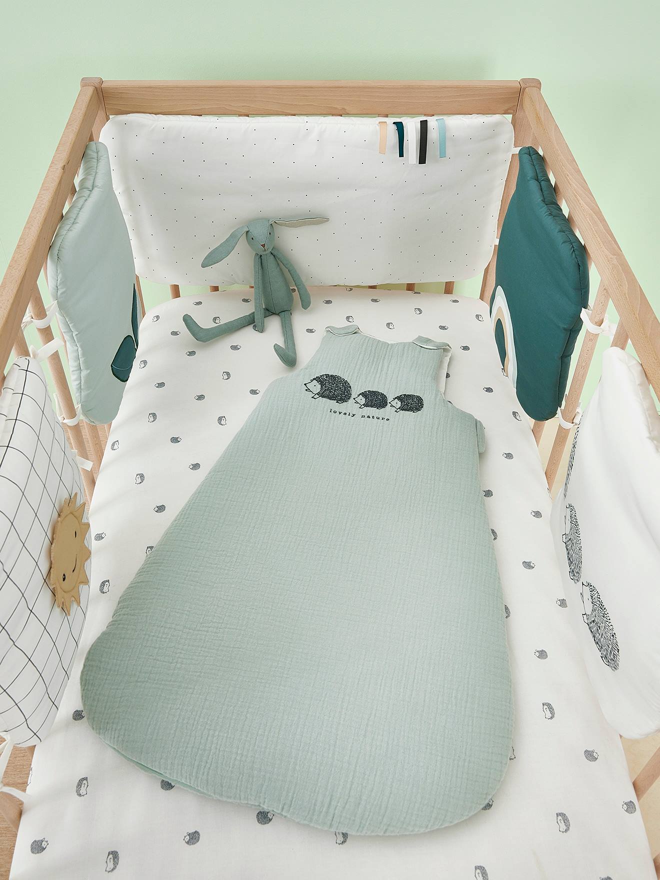 Gigoteuse sans manches en gaze de coton bio* LOVELY NATURE vert