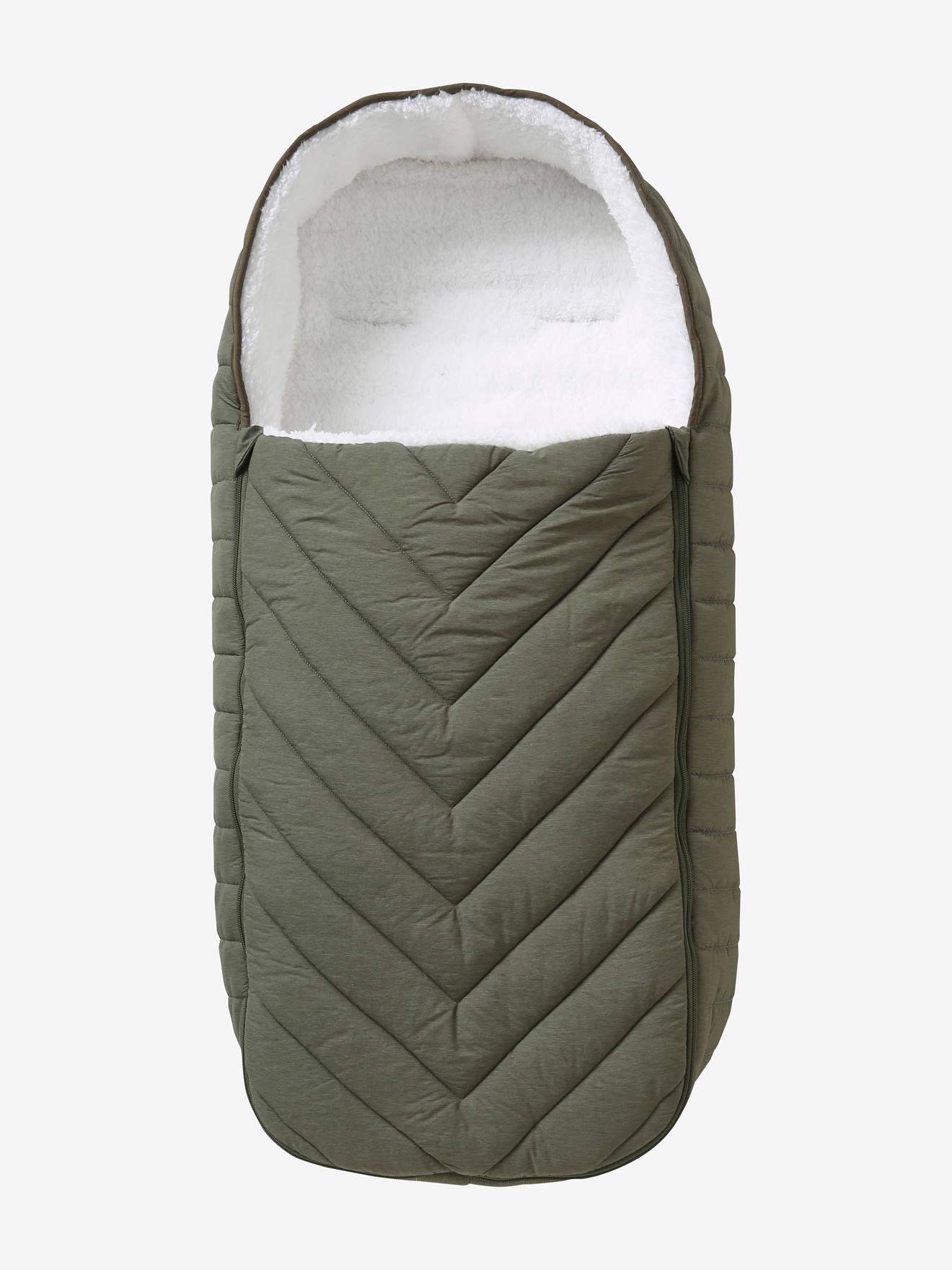 Chancelière poussette esprit doudoune vert sauge