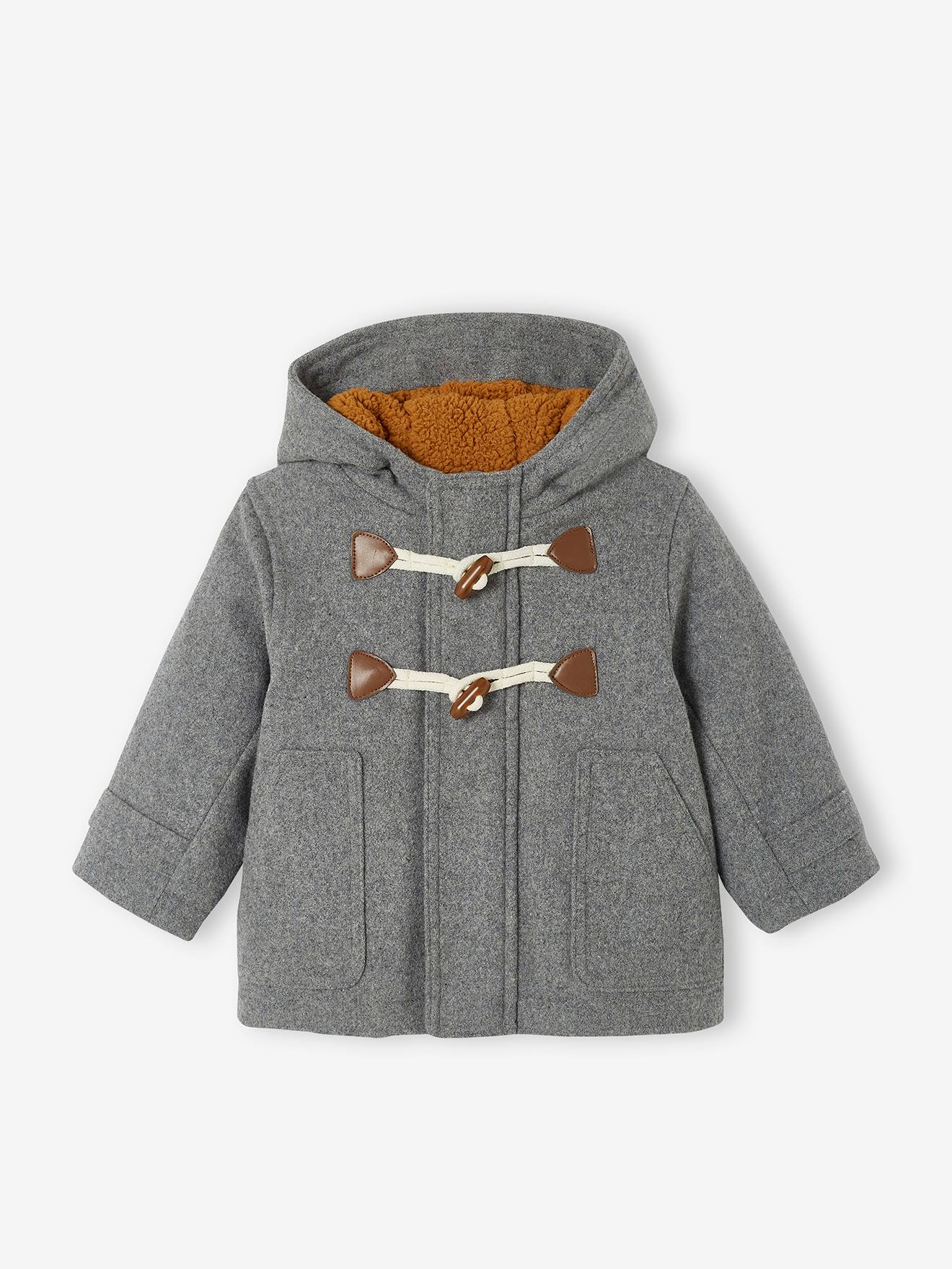 Manteau duffle-coat bébé avec capuche gris chine