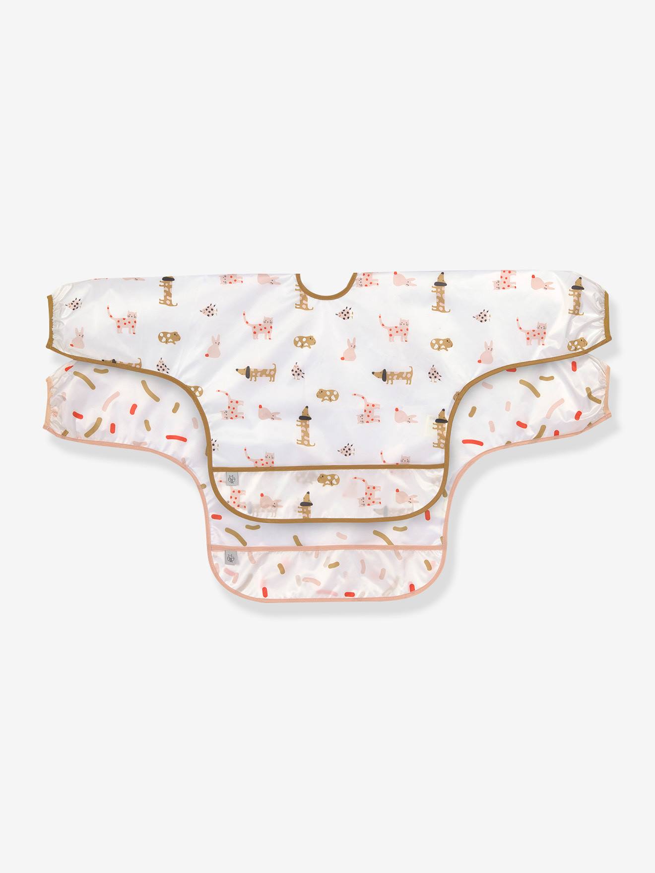 Lot de 2 bavoirs manches longues LÄSSIG little mateys orange épicée