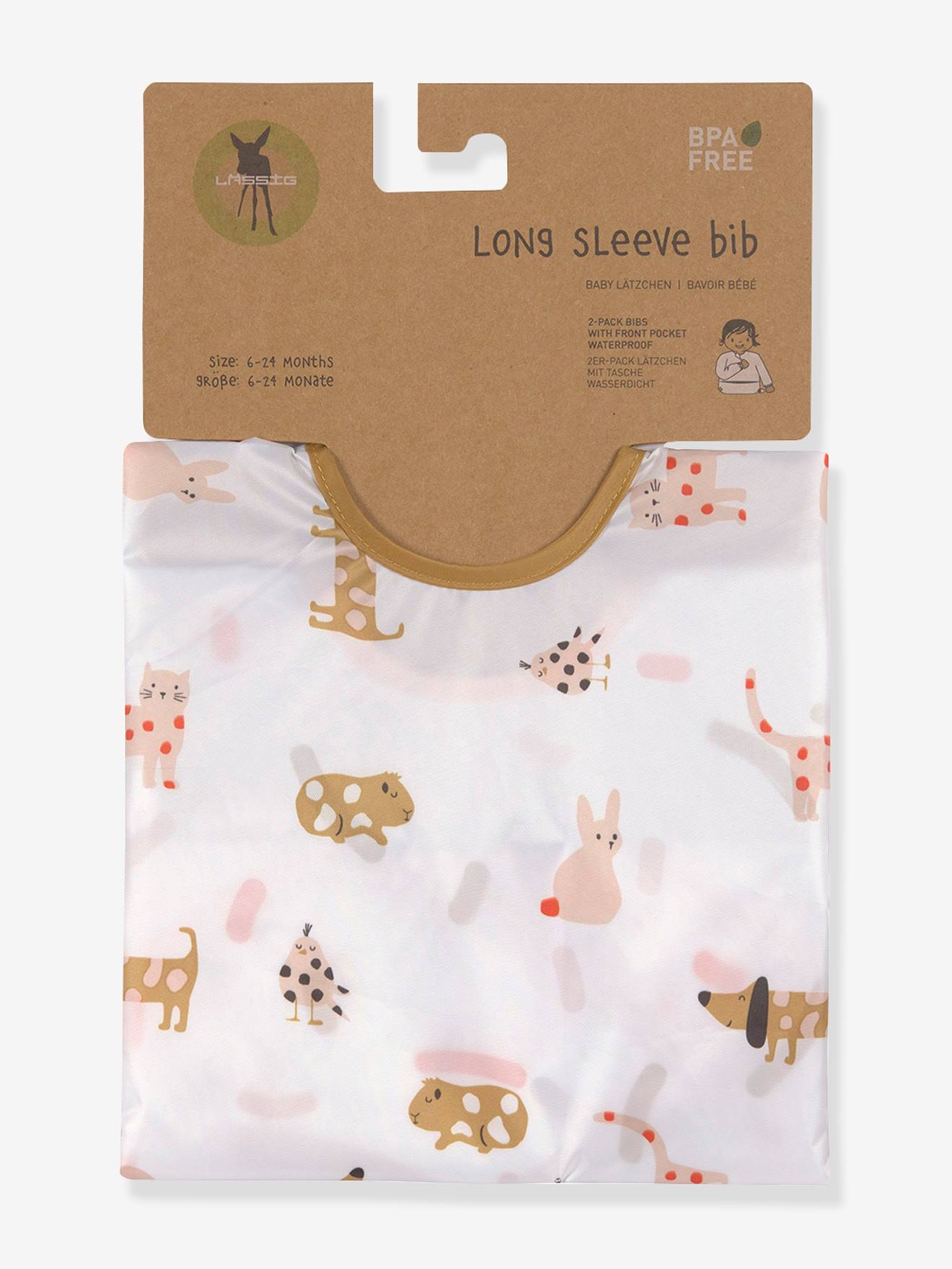 Lot de 2 bavoirs manches longues LÄSSIG little mateys orange épicée (Lassig) - Image 1