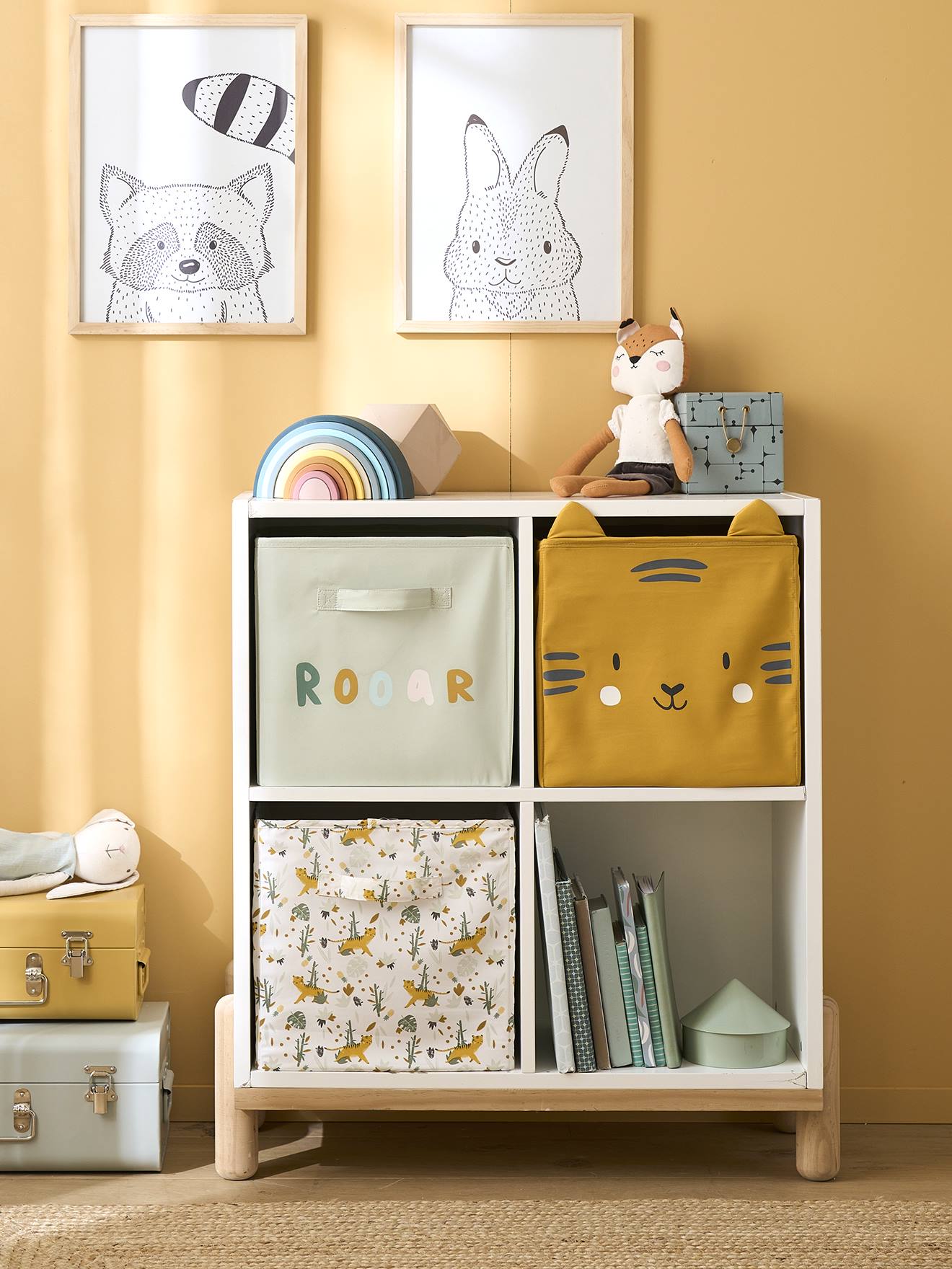 Lot de 3 bacs de rangement animaux HANOÏ blanc
