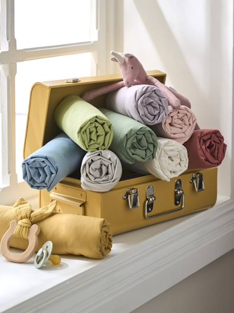 Drap-housse uni bébé bleu denim+bois de rose+écru+gris ardoise+gris perle+lichen+lilas+moutarde+noisette+olive+rose pâle 4 - vertbaudet enfant 