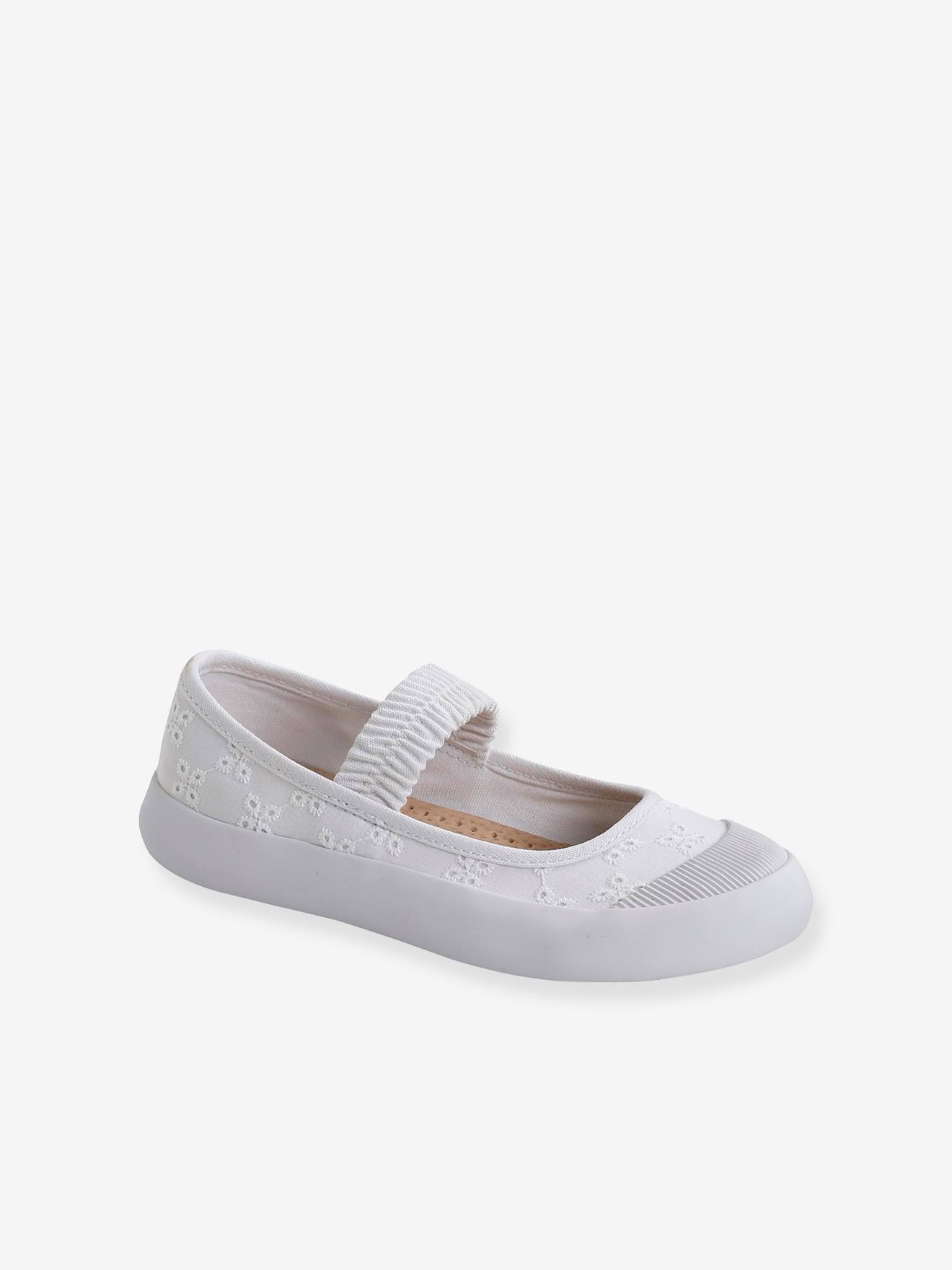 Ballerines en toile fille blanc
