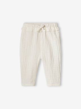 Pantalon Gaze Coton Bébé Vertbaudet - Taille Élastiquée - 100% Coton - 12M (74cm)