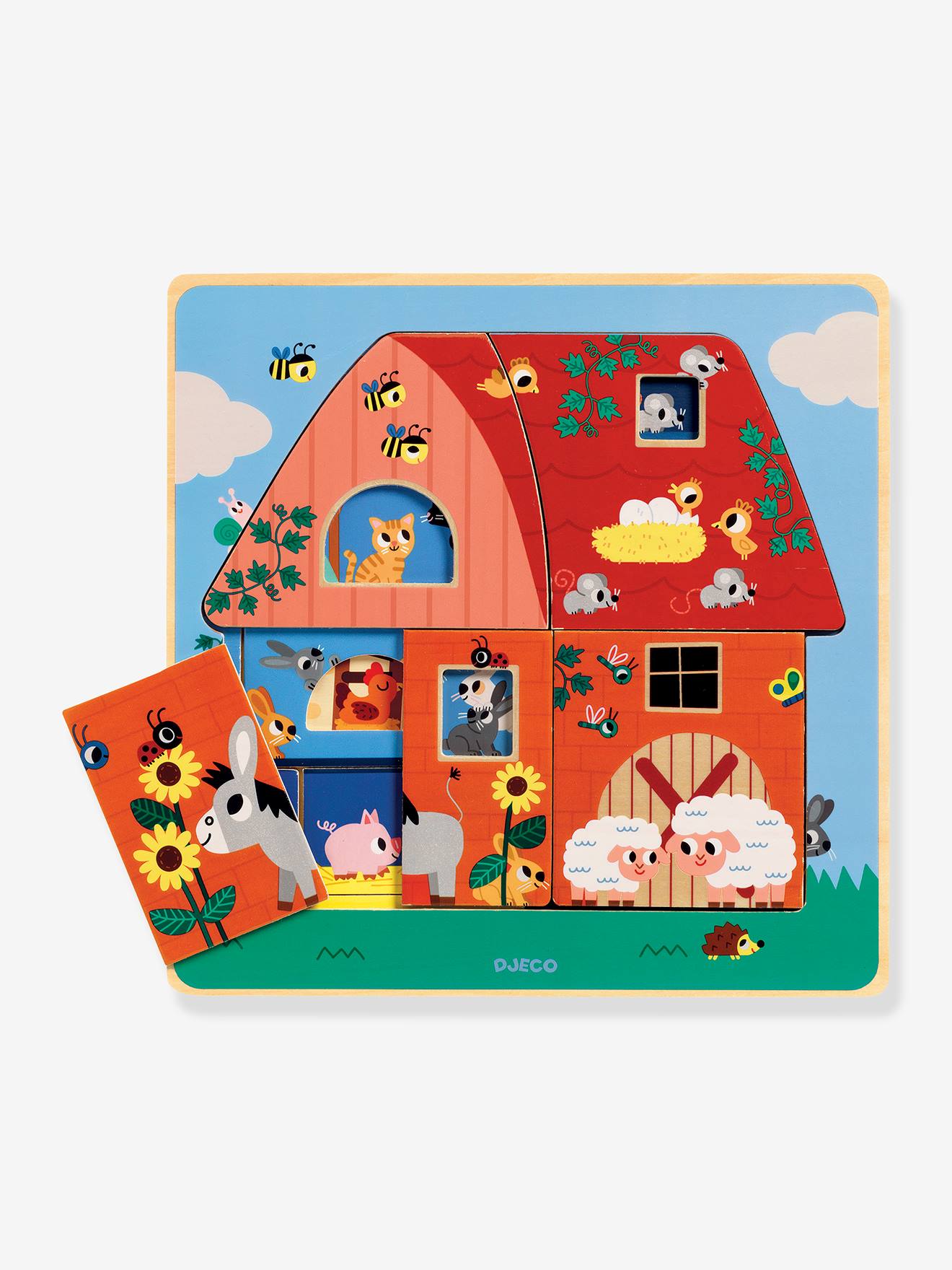Puzzle 3 niveaux Chez Moo bleu