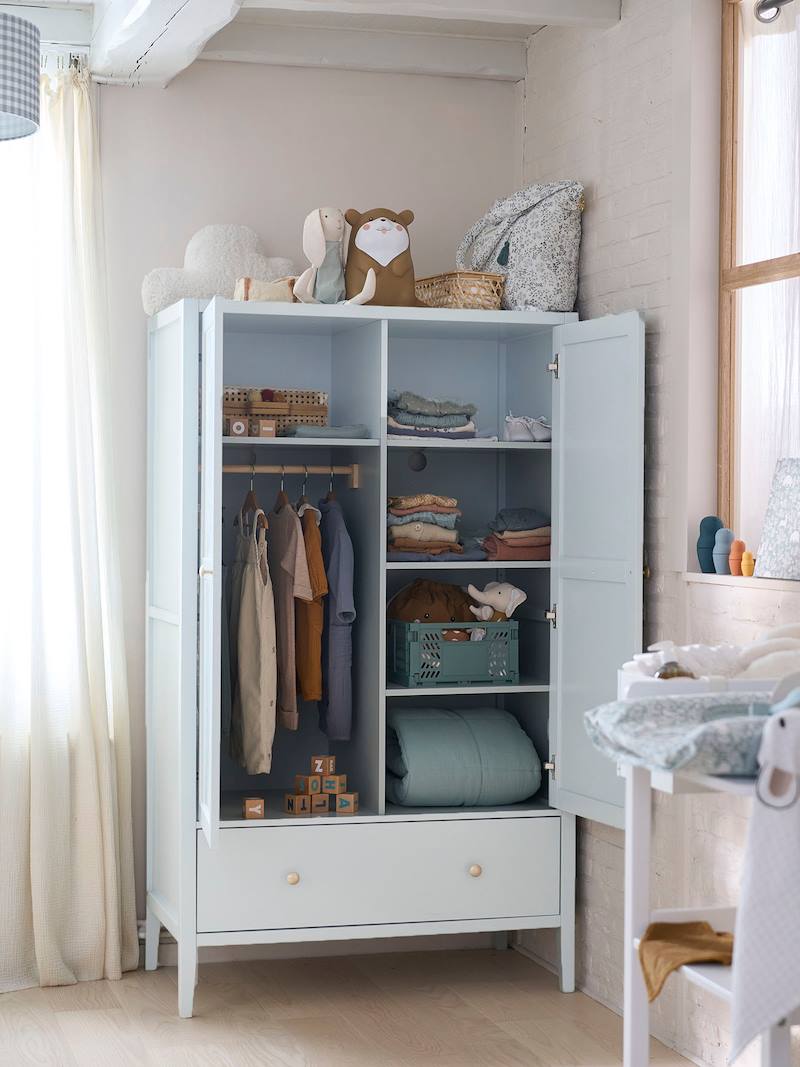 Armoire 2 portes LIGNE PARISIENNE vert de gris Vertbaudet