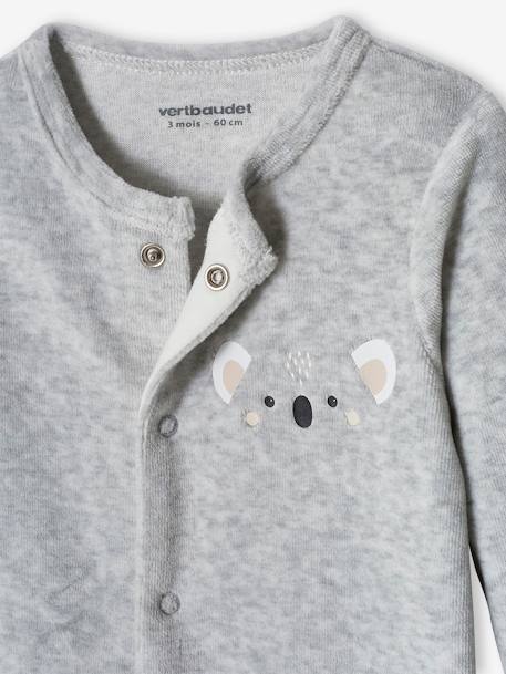 Pyjama bébé mixte velours animal personnalisable beige chiné+gris chiné 16 - vertbaudet enfant 