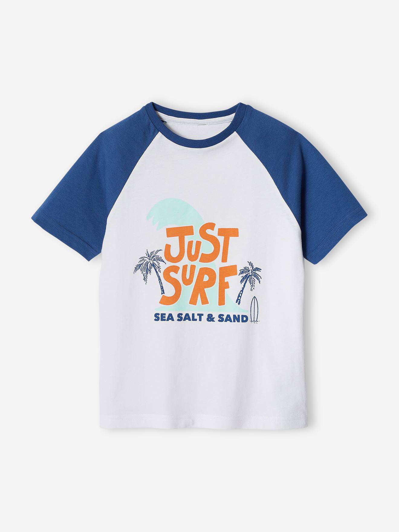 Tee-shirt motif graphique garçon manches raglan bleu
