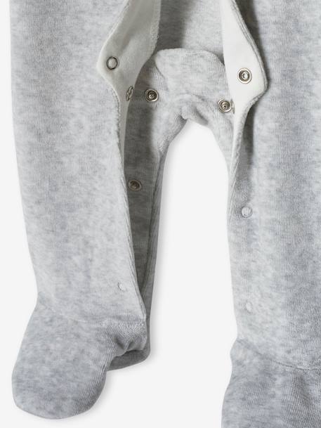 Pyjama bébé mixte velours animal personnalisable beige chiné+gris chiné 17 - vertbaudet enfant 