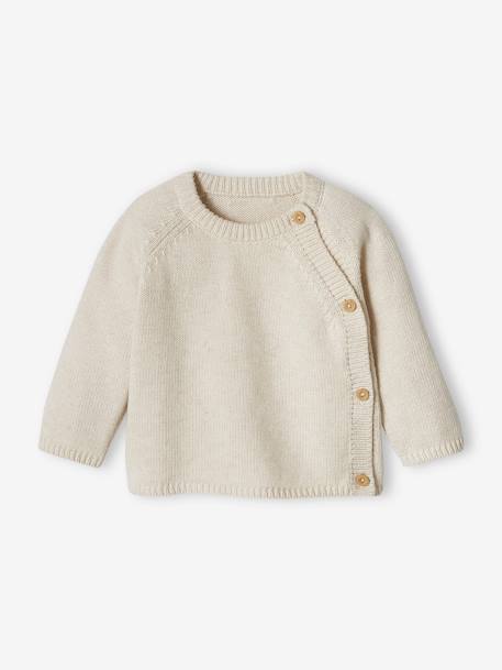 Vertbaudet - Pull bébé en tricot ouverture devant beige chiné