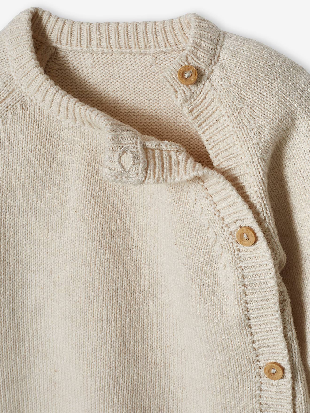 Pull bébé en tricot ouverture devant beige chiné (Vertbaudet) - Image 2