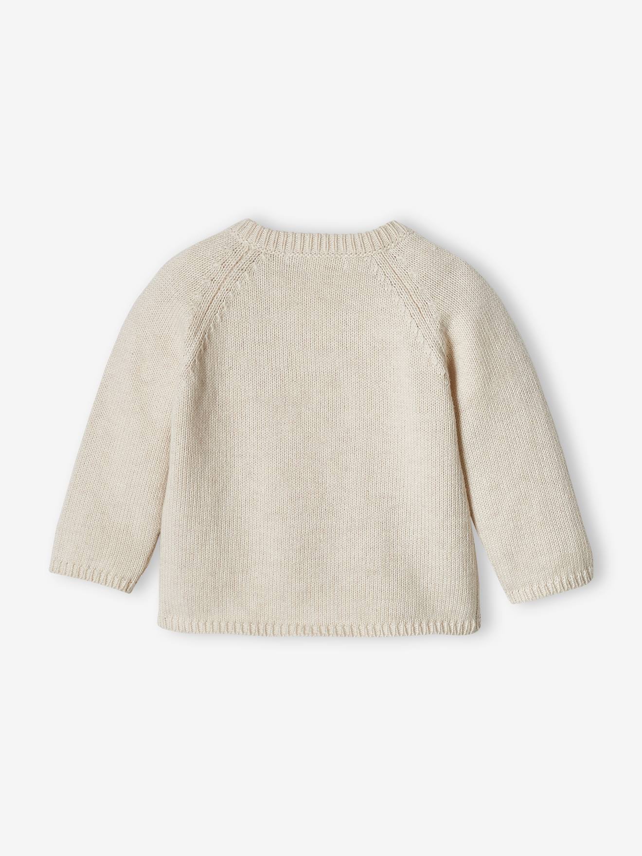 Pull bébé en tricot ouverture devant beige chiné (Vertbaudet) - Image 1