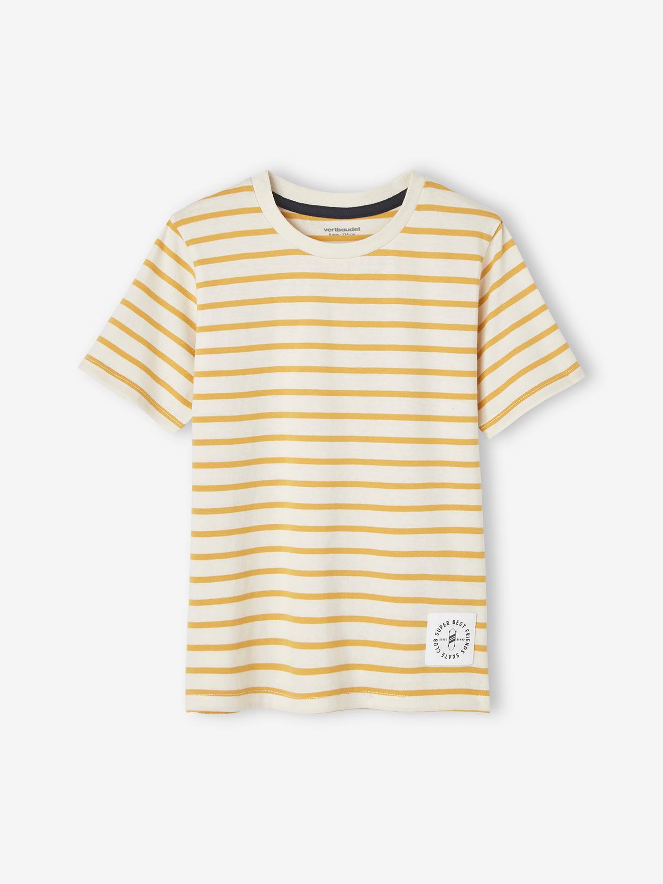T-shirt rayé garçon manches courtes rayé jaune