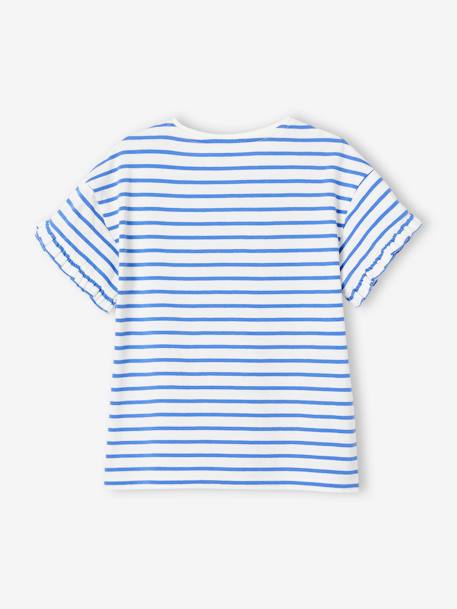 Tee-shirt rayé avec coeur en sequins fille écru rayé+marine+rayé bleu 15 - vertbaudet enfant 