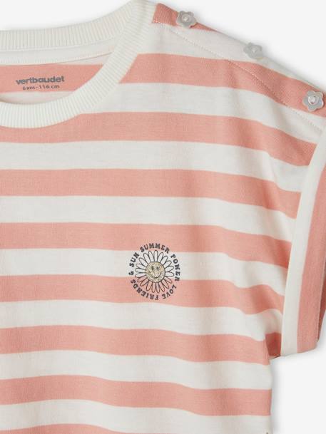 T-shirt rayé personnalisable fille rayé rose+rayé vert 4 - vertbaudet enfant 