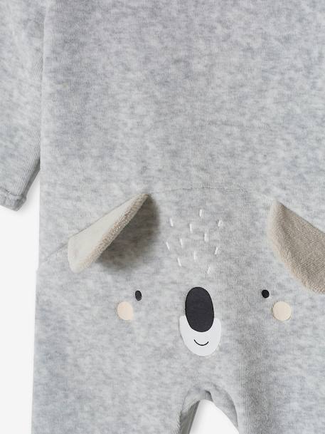 Pyjama bébé mixte velours animal personnalisable beige chiné+gris chiné 18 - vertbaudet enfant 