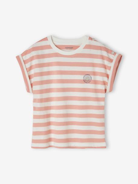 T-shirt rayé personnalisable fille rayé rose+rayé vert 1 - vertbaudet enfant 