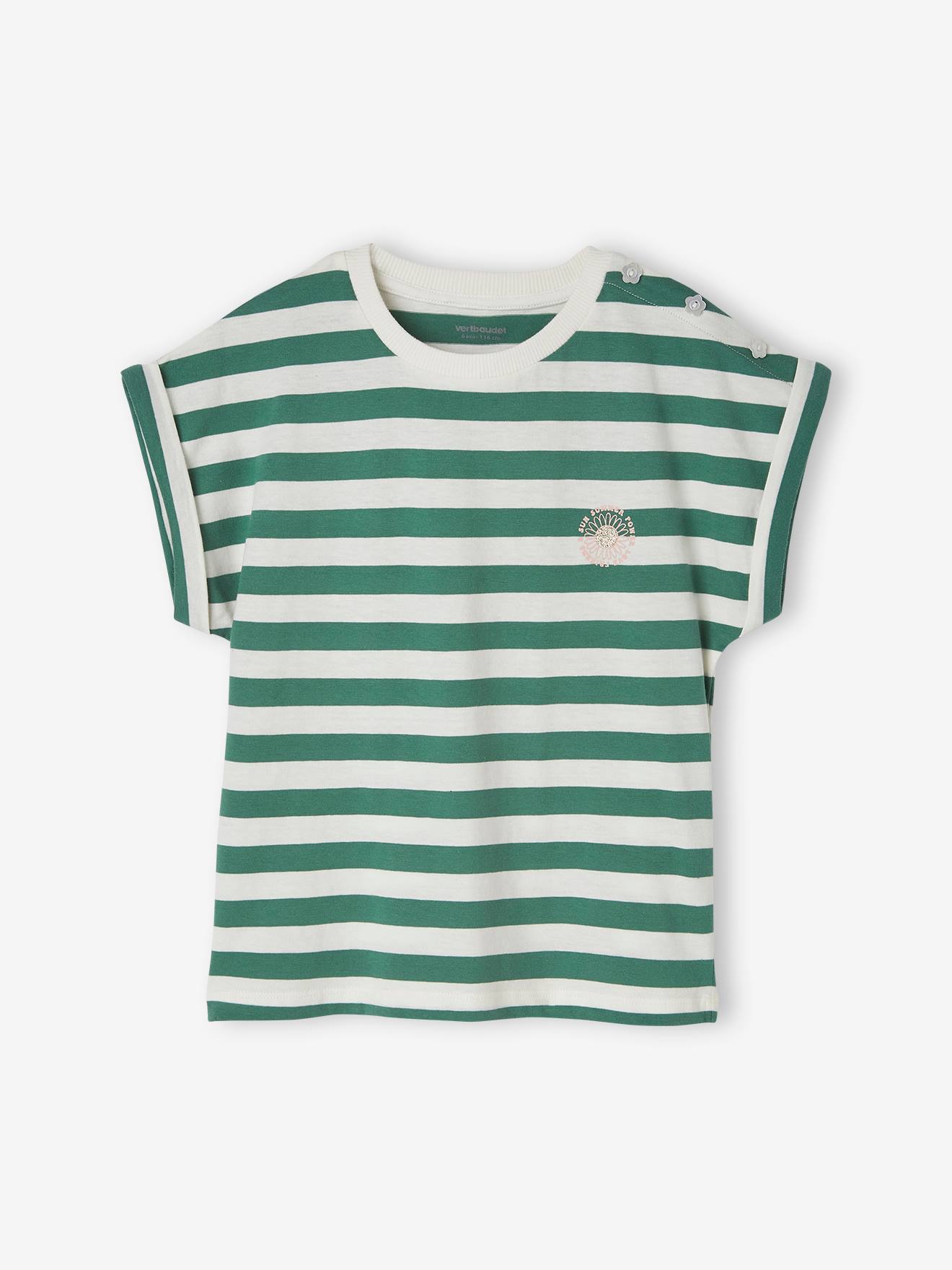 T-shirt rayé personnalisable fille rayé vert