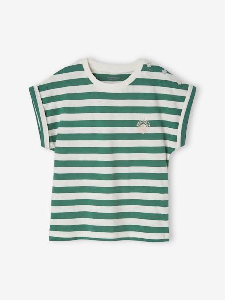 T-shirt rayé personnalisable fille rayé rose+rayé vert 7 - vertbaudet enfant 