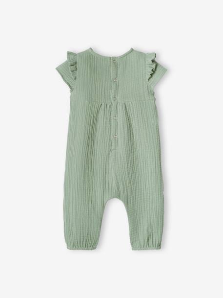 Combinaison bébé en gaze de coton rose pâle+vert sauge 9 - vertbaudet enfant 